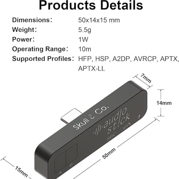 Skull & Co. AudioStick Bluetooth 5.0 Wireless Audio Transmitter *NEW* - Picture 1 of 5